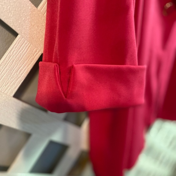 Susan Graver Plus LK Fusion 3/4 Sleeve Cutaway Hem Blazer Passion Pink 4X - Picture 5 of 6